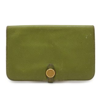 Herm&egrave;s Anis Green Togo Leather Long Wallet (Bi-Fold) (Pre-Owned)