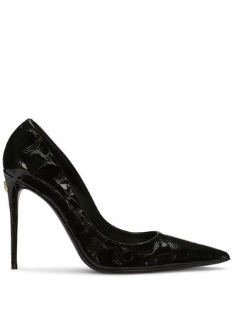Dolce & Gabbana D&eacute;collet&eacute; pumps met krokodillenleer-reli&euml;f - Zwart