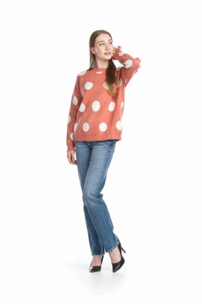 Papillon Knit Polka Dot Sweater In Coral