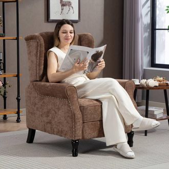 HOMCOM Recliner Armchair for Living Room Reclining Chair with Footrest in Brown