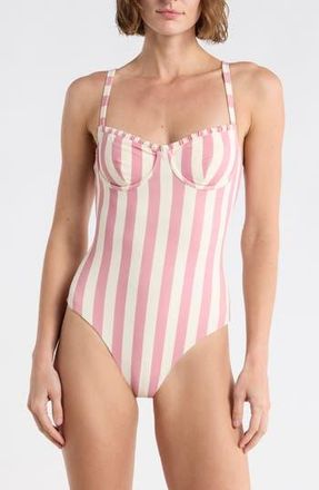 Onia Marilyn Underwire Ruffle One-Piece Swimsuit in Rose/Vanilla at Nordstrom Rack, Size X-Small