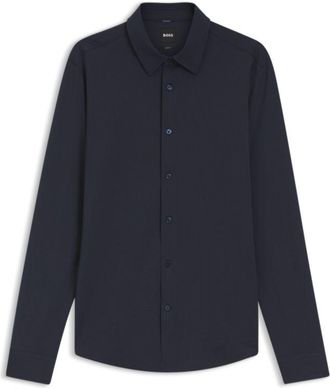 BOSS Slim-fit shirt in Italian performance-stretch seersucker