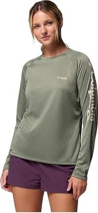 Columbia Tidal Teetm II Long Sleeve Womens Clothing Cypress Heather/Dark Stone Logo : 2XL, Polyester