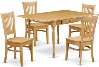 East West Furniture Dining Room Set Oak, MZVA5-OAK-W