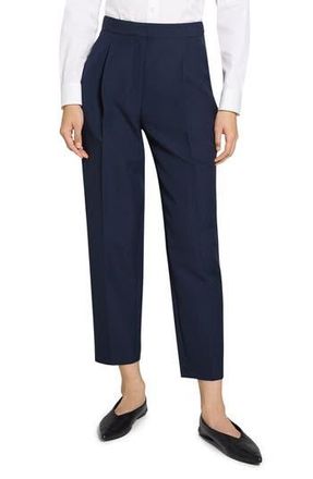 Theory Wool Blend Pleated Pants in Nocturne Navy at Nordstrom Rack, Size 10