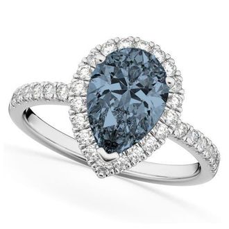 Allurez Pear Cut Halo Gray Spinel & Diamond Engagement Ring 14K in 2.51Ct/white Gold at Nordstrom, Size 8.5