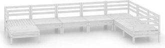 vidaXL 8 Piece Garden Lounge Set Solid Wood Pine White vidaXL