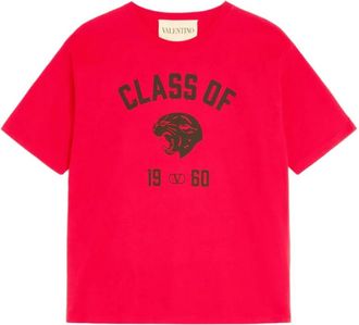 Valentino Katoenen T-shirt met Panther Print - Heren - T-shirts - Rood - S - Katoen - Tops