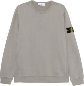 Stone Island Sweatshirt met geribde ronde hals - Heren - Sweatshirts - Grijs - XL - Hoodies & sweatvesten