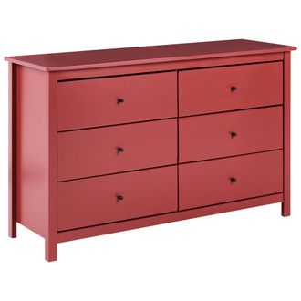 Beliani C&oacute;moda De 6 Cajones De Madera Maciza De Pino Estilo Escandinavo Borgo&ntilde;a Barcaldine