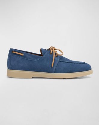 Giuseppe Zanotti Mens Suede Metal Logo Boat Shoes