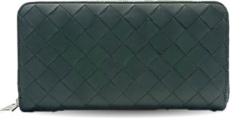 Bottega Veneta Green Leather Long Wallet (Bi-Fold) (Pre-Owned)