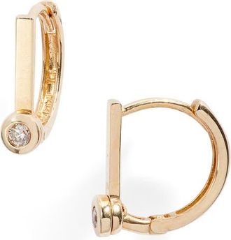Set & Stones Paris Diamond Huggie Hoop Earrings in Gold at Nordstrom