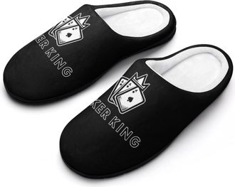 Generic Ace1 Poker King Slippers Men Winter Warm Cotton Anti-Slip Indoor Slip-Ons House Shoes