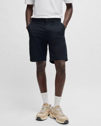 Boss Orange by Hugo Boss Mens Slim Fit Chino Shorts - Dark Blue Cotton - Size 32 (Waist)