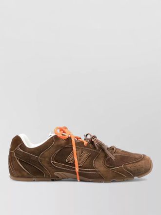 Miu Miu leather lace-up low-top sneakers