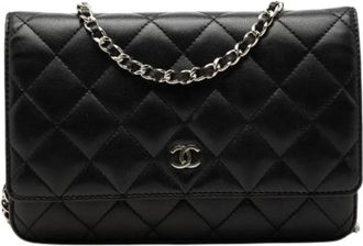 Chanel Pre-owned Wallet on Chain - Dames - Vintage Schoudertas - Zwart - ONE Size - Leer - Vintage