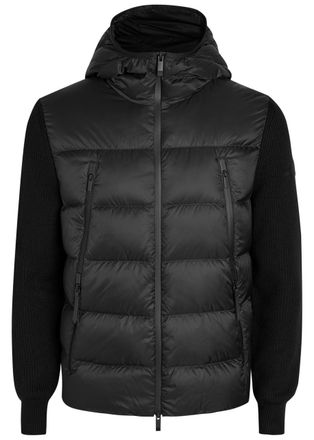 Moncler Padded Hooded Wool and Nylon Jacket - Black - Xxl