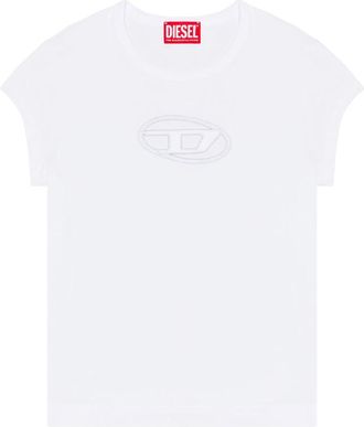 Diesel Peekaboo Logo T-shirt - Dames - T-shirts - Wit - XS - Katoen - Tops