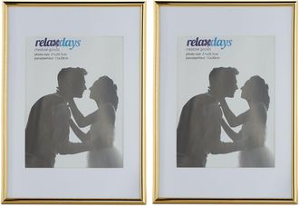 Relaxdays Relaxdays - Set 10 Marcos Fotos A4, Cuadro Para Certificados, Gr&aacute;ficos, Para Pared O Sobremesa, Paspart&uacute;, Placa Vidrio, Dorado