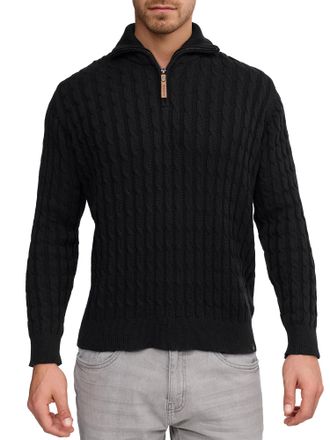 Indicode Troyer INDICODE Rufus, Herren, Gr. XXL, schwarz (schwarz mix), Strick, Obermaterial: 100% Baumwolle, unifarben, regular fit h&uuml;ftlang, Rippb&uuml;ndchen, Pu