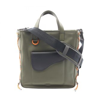 Dior Khaki Navy Orange Nylon Leather Handbag Tote Bag (Pre-Owned)