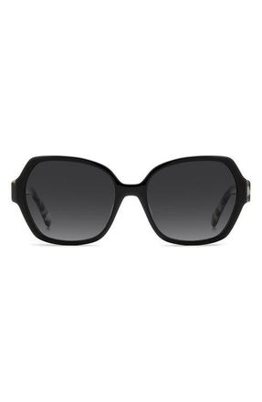 Kate Spade New York layne 57mm geometric square sunglasses in Black White Havana/dark Grey at Nordstrom