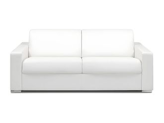 VENTE-UNIQUE.COM Sof&aacute; cama piel sint&eacute;tica 4 plazas blanco 216x223cm