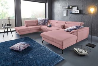 Sit&more Wohnlandschaft »Percy U-Form« 12 cm Fusshöhe, Sitztiefenverstellung, wahlweise in 2 Fussfarben