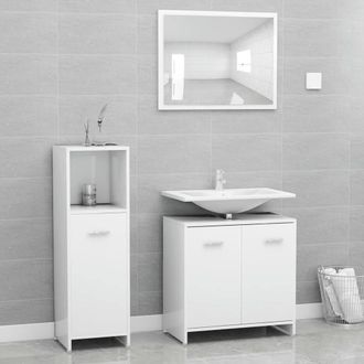 Berkfield Home 3 Piece Bathroom Furniture Set White Engineered Wood