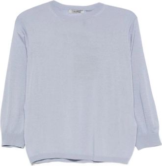 Max Mara Amico Sweater - Dames - Ronde hals truien - Blauw - L - Wol - Truien & Vesten