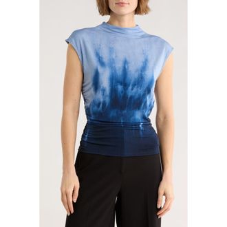 DKNY Tie Dye Ruched Sleeveless Top in Hudson Blue at Nordstrom Rack, Size X-Large