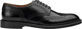 Doucal's Leren Veterschoen - Heren - Nette schoenen - Zwart - 43 1/2 EU - Leer - Schoenen
