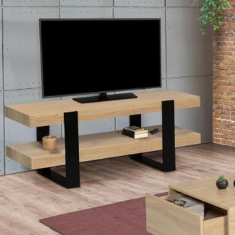 IDMarket Idmarket - Soporte De Tv Doble Phoenix De Madera Y Negro 114 Cm