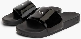 Tommy Hilfiger Womens Tommy Jeans Patent Pool Slide - Black - US 6.5 / EU 37