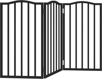 vidaXL Puerta Para Perros Plegable 3 Paneles Madera &Aacute;lamo Negra 150 Cm Vidaxl