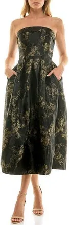 Socialite Metallic Strapless Gown in Black/Gold at Nordstrom Rack, Size Large