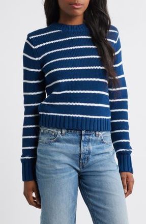 Madewell Stripe Relaxed Cotton Sweater in Ink And White Stripe at Nordstrom Rack, Size Large