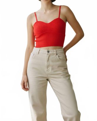 Autumn Cashmere Popcorn Stitch Rib Camisole In Tomato Red