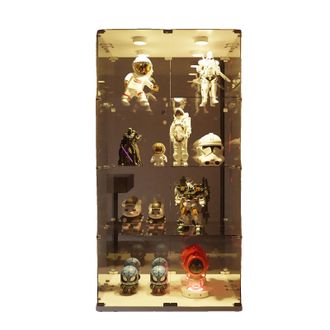 OEM Vitrina De Cristal, 4 Estantes, Compartimento De Almacenamiento Seguro, Blanco + Luz