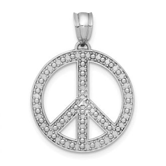 Diamond2Deal 14k White Peace Symbol Pendant