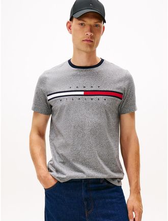Tommy Hilfiger Mens Embroidered Flag Logo T-Shirt - Grey - XXL