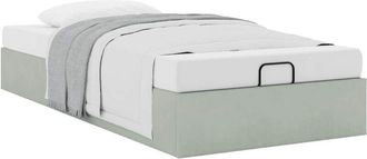 vidaXL Ottoman Bed Frame No Mattress Light Grey Single Velvet vidaXL