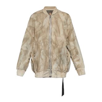 Rick Owens Denim Jackets, male, Beige, Size: XS Oversized Fit Washed Cotton Denim Jumbo Flight Jacket