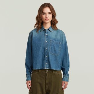 G-Star Boxy Relaxed One-Pocket Overhemd - Midden blauw - Dames