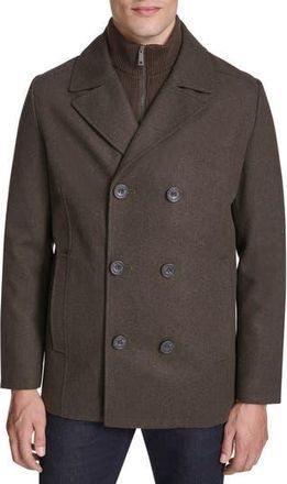 Kenneth Cole Classic Wool Peacoat in Medium Brown at Nordstrom Rack, Size Xx-Large