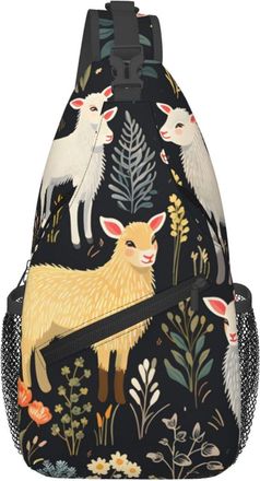 Generic Sheep In The Flowers Shoulder Bag Trendy Cross Body Bag Lightweight Daypack For Traveling Men Runner