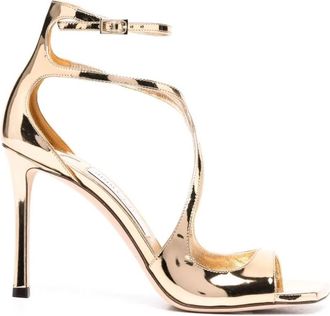 Jimmy Choo London Azia 95 Sandalen - Dames - Sandalen met hakken - Geel - 36 EU - Leer - Schoenen