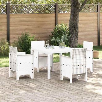 vidaXL Conjunto De Comedor De Jard&iacute;n 5 Pcs Blanco Ratan Polt Vidaxl