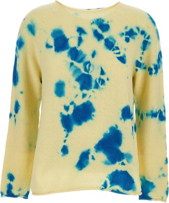 Suzusan Seamless Cashmere Pullover with Artistic Shibori Color Treatment